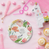 Brautparty Moderne Aquarellfarben Rose Blume Pappteller (Party)