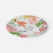 Brautparty Moderne Aquarellfarben Rose Blume Pappteller (Schrägansicht)