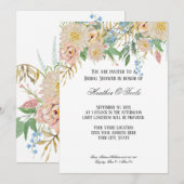 Brautparty Moderne Aquarellfarben Rose Gold Flora Einladung (Vorne/Hinten)