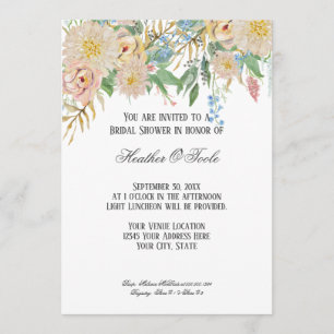 Brautparty Moderne Aquarellfarben Rose Gold Flora Einladung