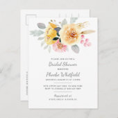 Brautparty Moderne Blüte Rustikal rosa gelb Einladungspostkarte (Vorne/Hinten)