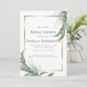 Brautparty | Moderne elegante tropische Blätter Einladung (Stehend Vorderseite)