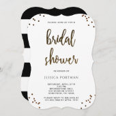 Brautparty Moderne Schwarz-Weiß Streifen Einladung (Vorne/Hinten)