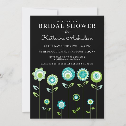 Brautparty | Moderner Blumengarten Einladung (Vorderseite)