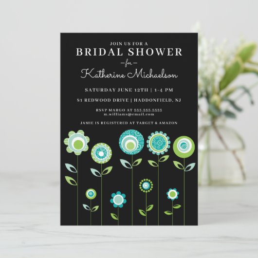 Brautparty | Moderner Blumengarten Einladung (Stehend Vorderseite)