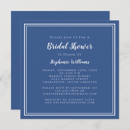 Brautparty Moderner Platz Elegante klassische Mari Einladung (Vorne/Hinten)