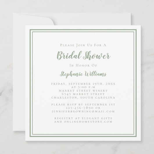 Brautparty Moderner Platz Elegante Terrasse Grün Einladung (Vorderseite)