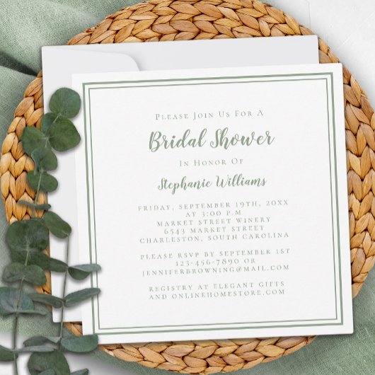 Brautparty Moderner Platz Elegante Terrasse Grün Einladung