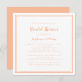 Brautparty Moderner Platz Elegantes Peach Weiß Einladung (Vorne/Hinten)