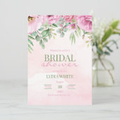 Brautparty Modernes Brautparty mit Blumenrosa Einladung (Stehend Vorderseite)