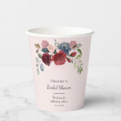 Brautparty Modernes Burgund Blush Pappbecher (Vorderseite)