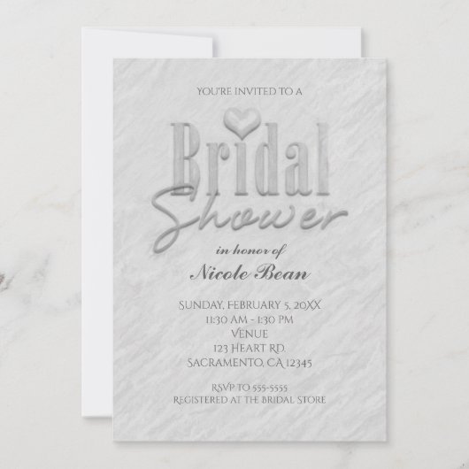 Brautparty Modernes, schick-weißes Grau Einladung (Vorderseite)