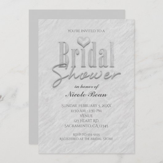 Brautparty Modernes, schick-weißes Grau Einladung (Vorne/Hinten)