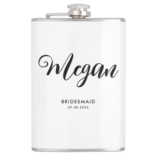 Brautparty Modernes Script Bridesmaid-Geschenk Flachmann (Vorderseite)