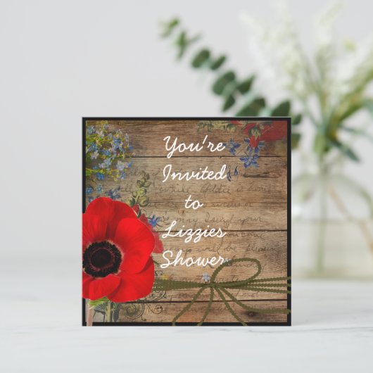 Brautparty Mohn BLUME Einladung (Stehend Vorderseite)