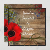 Brautparty Mohn BLUME Einladung (Vorne/Hinten)