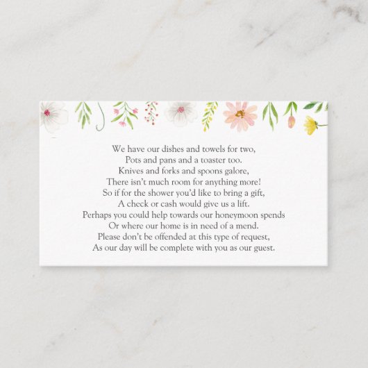 Brautparty Money Request Card Begleitkarte (Vorderseite)