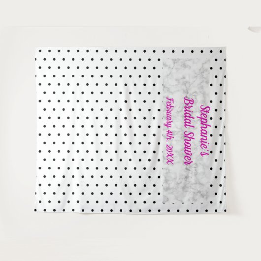 Brautparty Monogram Name Polka Dots Marble Cool Wandteppich (Vorderseite (Horizontal))