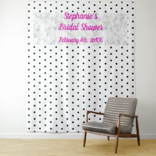 Brautparty Monogram Name Polka Dots Marble Cool Wandteppich