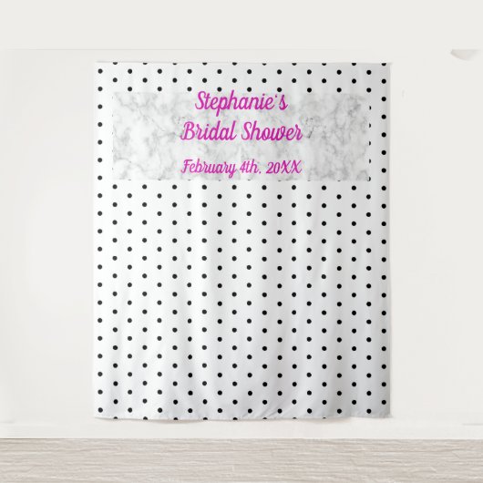 Brautparty Monogram Name Polka Dots Marble Cool Wandteppich (Vorderseite)