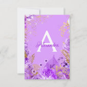 Brautparty Monogramm für lila florale Rose Einladung (Rückseite)