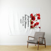 Brautparty Monogramm Name Mohn Blume Rot Weiß Wandteppich (Beispiel (Horizontal))