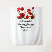 Brautparty Monogramm Name Mohn Blume Rot Weiß Wandteppich (Vorderseite)