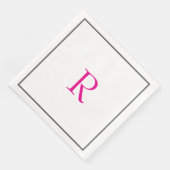 Brautparty Monogramme Name Hot Pink Wedding Serviette (Ecke)