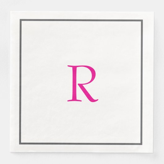 Brautparty Monogramme Name Hot Pink Wedding Serviette (Vorderseite)
