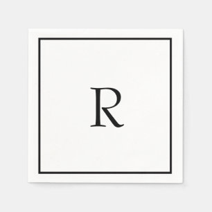 Brautparty Monogramme Name Schwarz-weiß Hochzeit Serviette