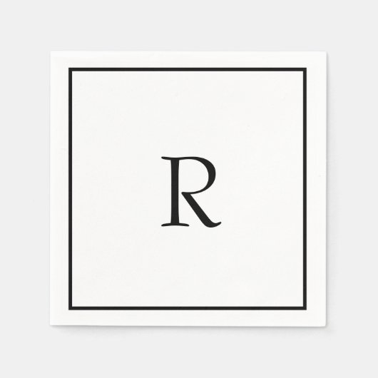 Brautparty Monogramme Name Schwarz-weiß Hochzeit Serviette (Vorderseite)