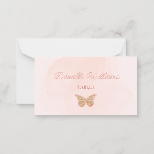 Brautparty-Namenskarte für Schmetterlinge Mitteilungskarte (Vorderseite)