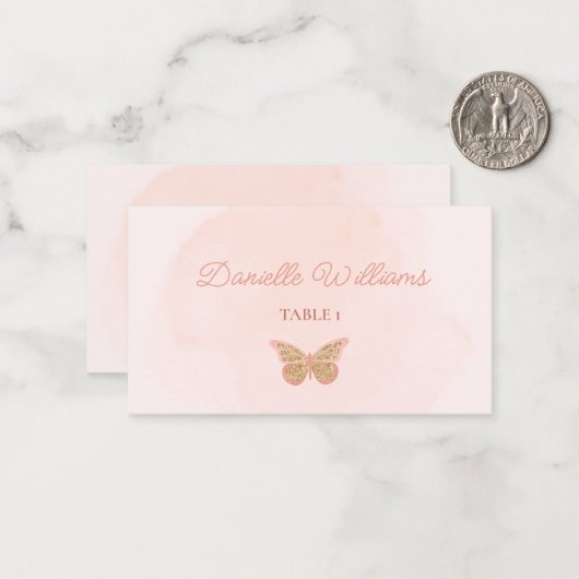 Brautparty-Namenskarte für Schmetterlinge Mitteilungskarte (Vorderseite/Rückseite Beispiel)