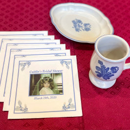 Brautparty Napkin - Blaues Thema mit Foto Serviette