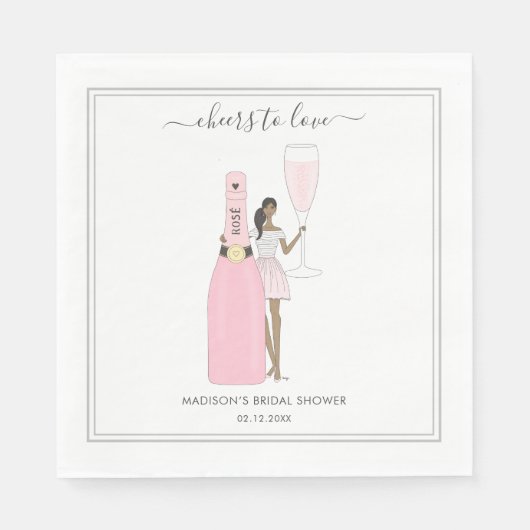 Brautparty Napkin - Bubbly Rose Serviette (Vorderseite)