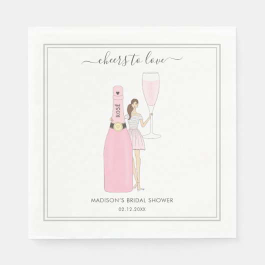Brautparty Napkin - Bubbly Rose Serviette (Vorderseite)