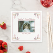 Brautparty Napkin - Thema "Dusty Rose mit Foto" Serviette (Beispiel)