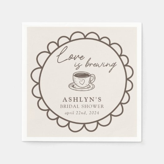 Brautparty Napkins, handgezeichneter Kaffee Serviette (Vorderseite)