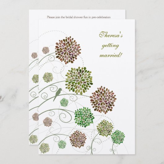 Brautparty-Natur-Dahlie-Gewohnheits-Einladung Einladung (Vorne/Hinten)