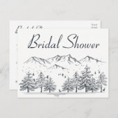 Brautparty Naturbäume Berg Rustikal Einladungspostkarte (Vorne/Hinten)