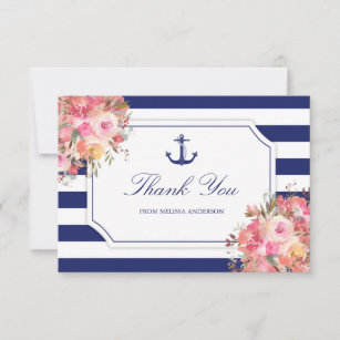 Brautparty Nautical Anchor Blue Vielen Dank Dankeskarte