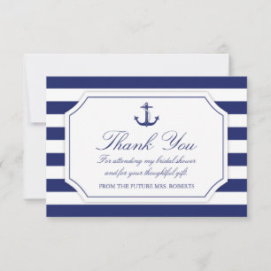 Brautparty Nautical Anchor Navy Blue Vielen Dank Dankeskarte