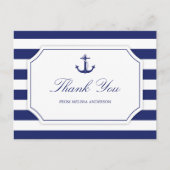 Brautparty Nautical Anchor Navy Blue Vielen Dank Postkarte (Vorderseite)
