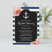 Brautparty Nautical Anchor Vintag Floral Einladung (Stehend Vorderseite)