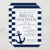 Brautparty | Nautische Streifen Einladung (Vorne/Hinten)