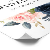 Brautparty Navy Blue Blush Pink Rose Willkommen Poster (Ecke)