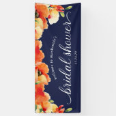 Brautparty Navy Blue Golden Poppy Willkommen Banner (Vertikal)