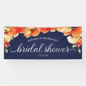 Brautparty Navy Blue Golden Poppy Willkommen Banner (Horizontal)