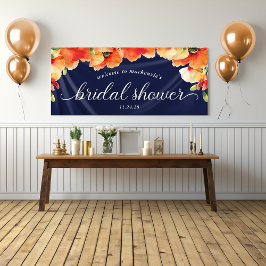 Brautparty Navy Blue Golden Poppy Willkommen Banner