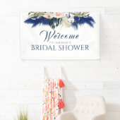 Brautparty "Navy Blue Pampas Grass" Willkommen Banner (Insitu)